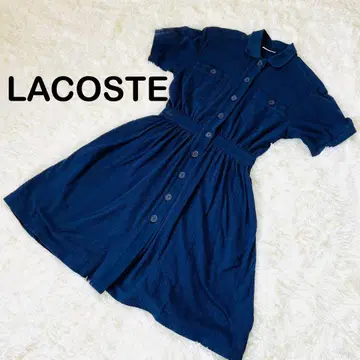 라코스테 반소매 원피스 아이렛 루즈 패턴 셔츠 원피스