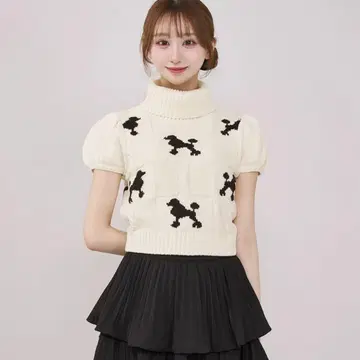 다리치 푸들 실루엣 니트 톱 IVO