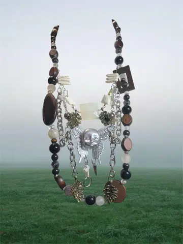 Butterfly Face & Wood Chain Necklace