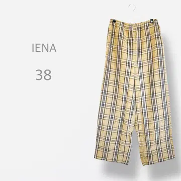 [IENA] 린넨 블렌드 노바 체크 와이드 팬츠 허리밴딩 롱 레그 효과