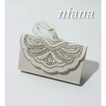 niana 스캘럽 비즈 자수 결혼식 클러치백 파티 백
