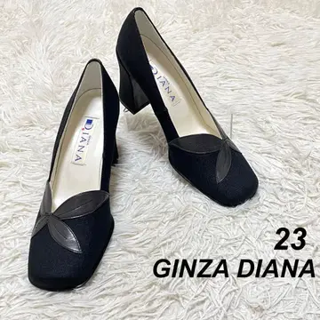 [새상품급] DIANA 힐 펌프스 리프 가죽 스퀘어토 청키힐