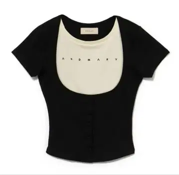 andmary 앤드마리 Mary logo tops black