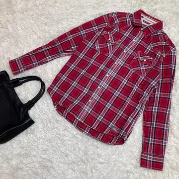90s 디키즈 Dickies 플란넬 셔츠 체크 빨간색 면 남성용 M