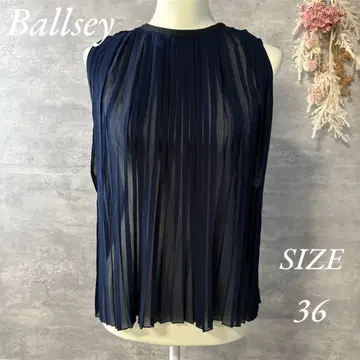 Ballsey 시폰 플리츠 블라우스 노스 네이비 실크 혼방 36