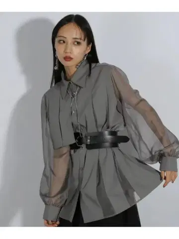 시어 절개 플리츠 셔츠 HARE 하레