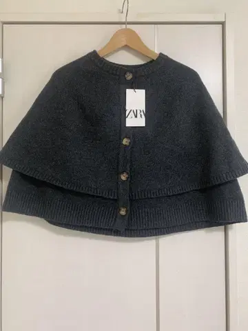 새 제품 미사용 ZARA 니트 케이프 재킷 S 사이즈 그레이