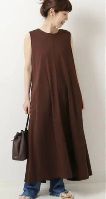 Spick & Span 트리코 개더 플레어 원피스 보르도
