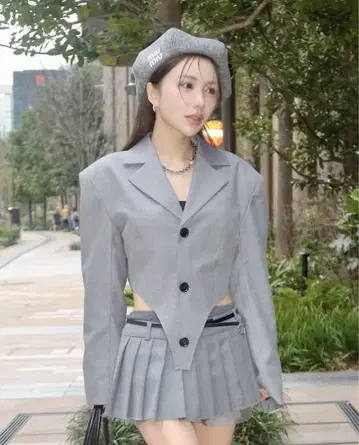 JOSEMOON Hem Cut SUITS Jacket GREY F