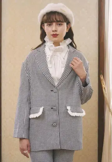 미로 아뮤레트 프릴 체크 재킷 아우터