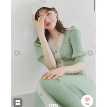 SNIDEL 프론트 버튼 라메 니트 원피스