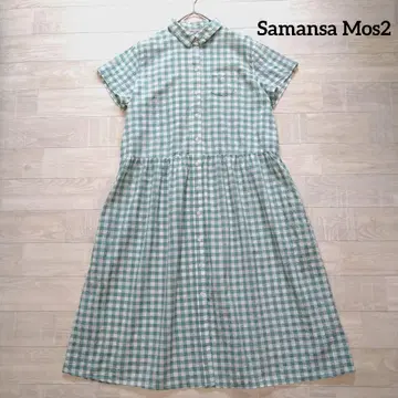 Samansa Mos2 스위치 가더 깅엄 체크 셔츠 원피스 F