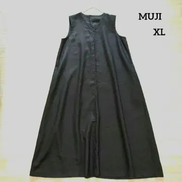 MUJI 무인양품 리 노스리브 원피스 XL 블랙