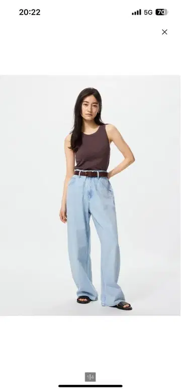 UNIQLO 배기 커브 진 짧은 기장 24 라이트 블루