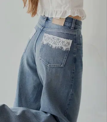 치코 포켓 레이스 와이드 데님