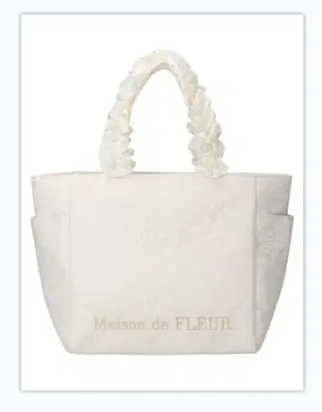 Maison de FLEUR 레이스 새틴 프릴 핸들 토트백 화이트