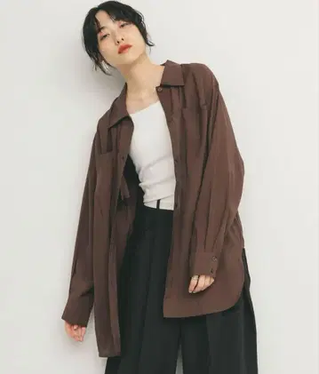 KBF KBF / 시어 롱 셔츠 브라운