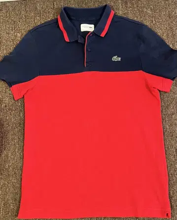 LACOSTE 라코스테 피케 셔츠 네이비/레드 US M