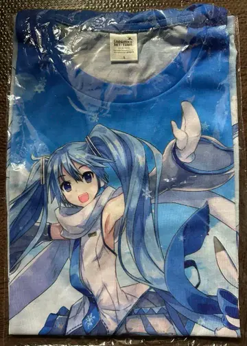 신품 눈 미쿠 스카운 풀 그래픽 티셔츠 L 사이즈