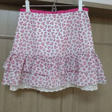 RF 스커트 플레어 스커트 하트 꽃 공주풍 Y2K 리본