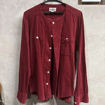 calee 캐리 버건디 버튼 장식 장소매 셔츠 L 사이즈