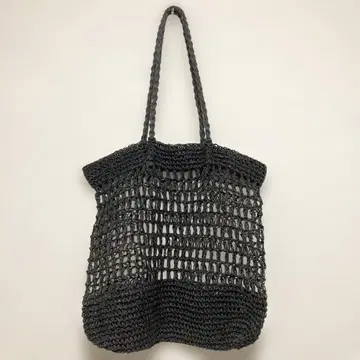 천연 소재 메쉬 디자인 바구니 가방 블랙 여름 가방 자연스러운