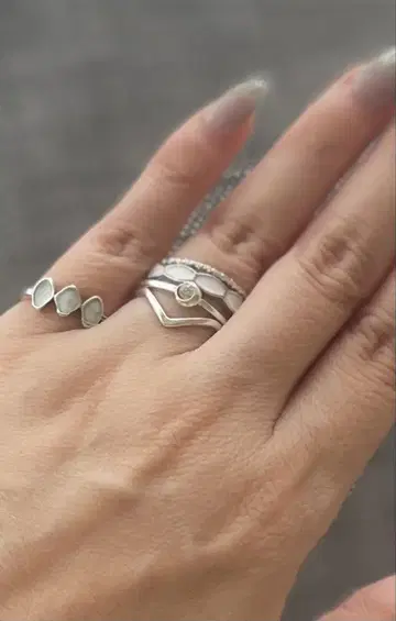 아쉬페프랑스 실버 놋쇠 반지 세트 5개 세트 8호~14호