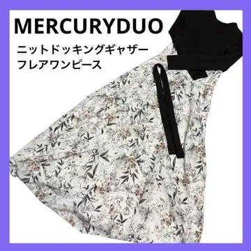 MERCURYDUO 니트 도킹 개더 플레어 긴팔 원피스
