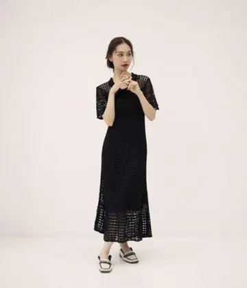 RANDEBOO 랜데부 크로셰 짜기 니트 롱 원피스
