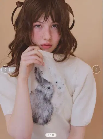 [ USAGI ONLINE 한정판 ] FUR FUR 토끼 자카드 니트탑