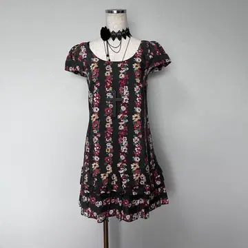레트로 앤티크 보헤미안 코케트 단 프릴 원피스