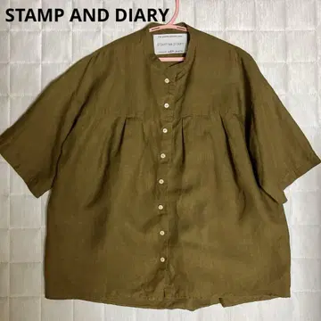 STAMP AND DIARY 리 카키 밴드 칼라 셔츠 블라우스