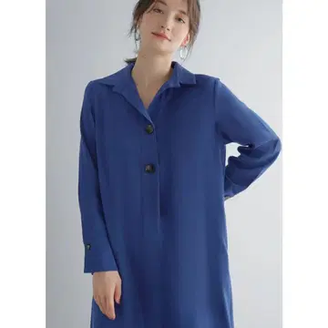 미품 스타일델리 2버튼 두꺼운 소재 조젯 원피스 블루