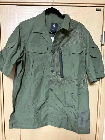 G-STAR RAW 메쉬 패널 장식 셔츠 L 사이즈 올리브 그린