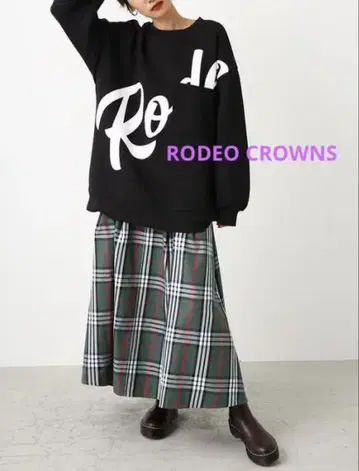 RODEO CROWNS 롱 스커트 타탄 체크 로데오 크라운 그린