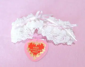 BABY 토션 레이스 소매 장식 화이트 레이스 x 핑크 리본