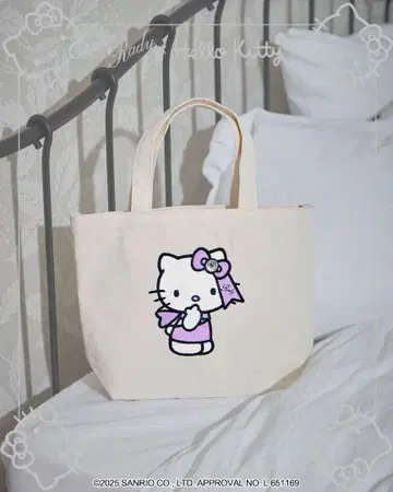 라디 헬로 키티 토트백 자연색 키티 퍼플