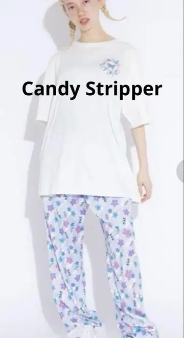 캔디 스트리퍼 꽃무늬 이지 팬츠 트랙 팬츠