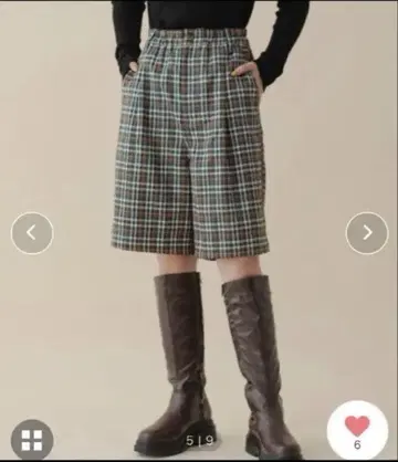 체크 무늬 숏 팬츠 메르로