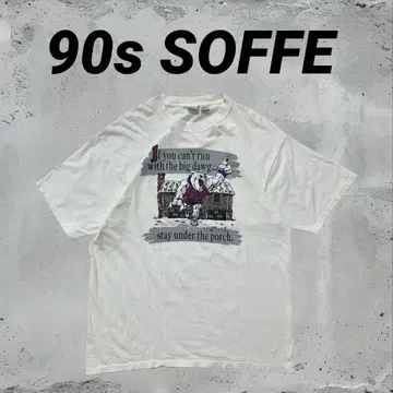 90년대 SOFFE 반팔 티셔츠 빈티지 화이트 애니멀 XL 사이즈