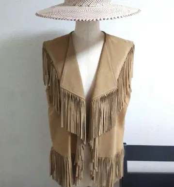 레어 PioneerWear/가죽 프린지 베스트 USA vintage