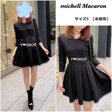 [미사용] 플레어 원피스 미니 원피스 7부 소매 미셸 마카롱