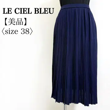 LE CIEL BLEU 네이비 니트 플리츠 스커트 38 사이즈 일본제