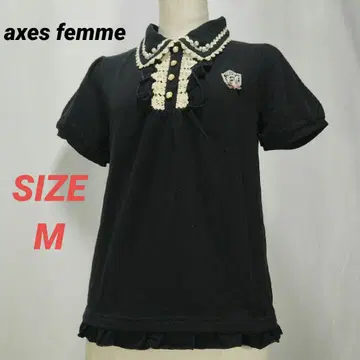 axes femme 엑시즈팜 피케 셔츠 레이스 비쥬 자수 블랙