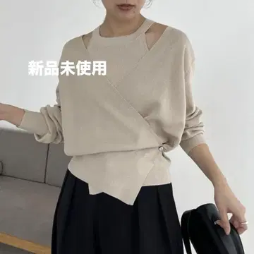 신품 CAPRICIEUX LE'MAGE 탱크 세트 비대칭 카디건
