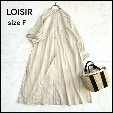 LOISIR 스트라이프 패치워크 원피스 [ F ] 베이지