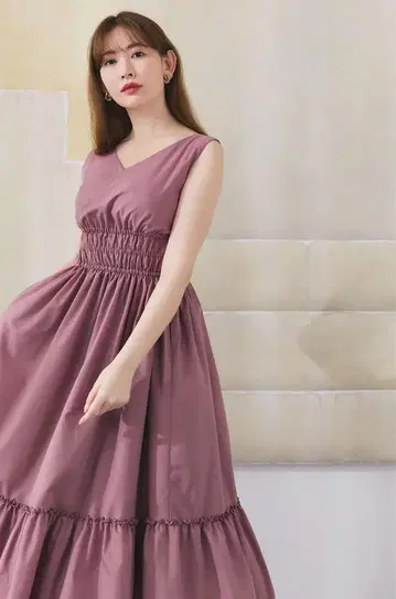 리비에라 더블 보우 드레스 로즈