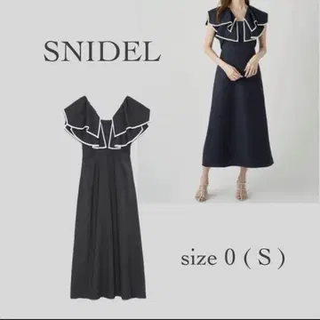 snidel 프릴 칼라 슬리브리스 원피스 네이비 S