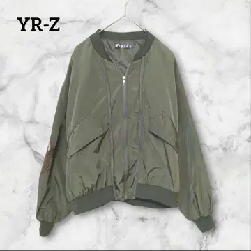 YR-Z 올리브 그린 봄버 재킷, 스카자, 블루종, 자수