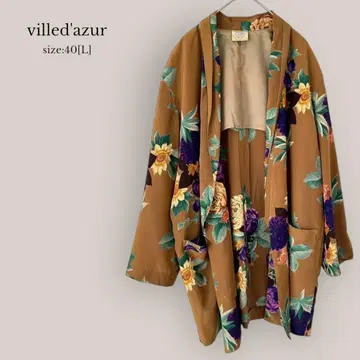 빌다 villedazur 자켓 꽃무늬 실크 100% 넉넉한 스타일